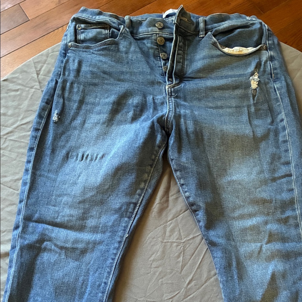 LOFT Women's Distressed Blue Skinny Jeans